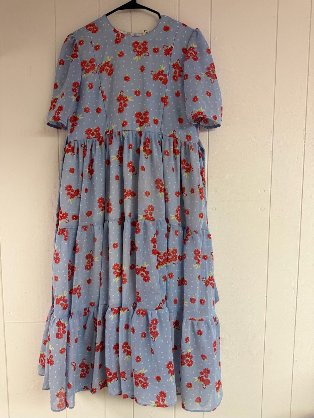 Sara Shape Maternity/Nursing Blue Floral Tiered Maxi Dress- Size XL